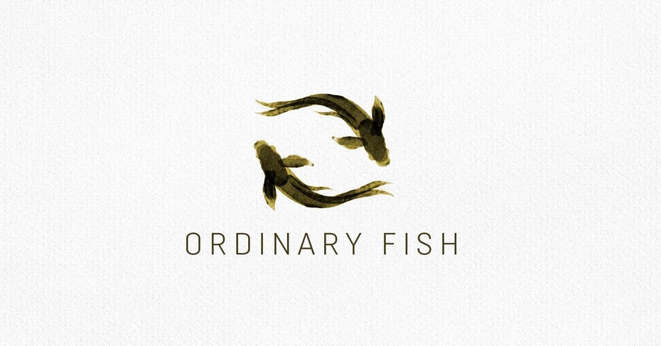 symmetrical watercolor two fish  logo 