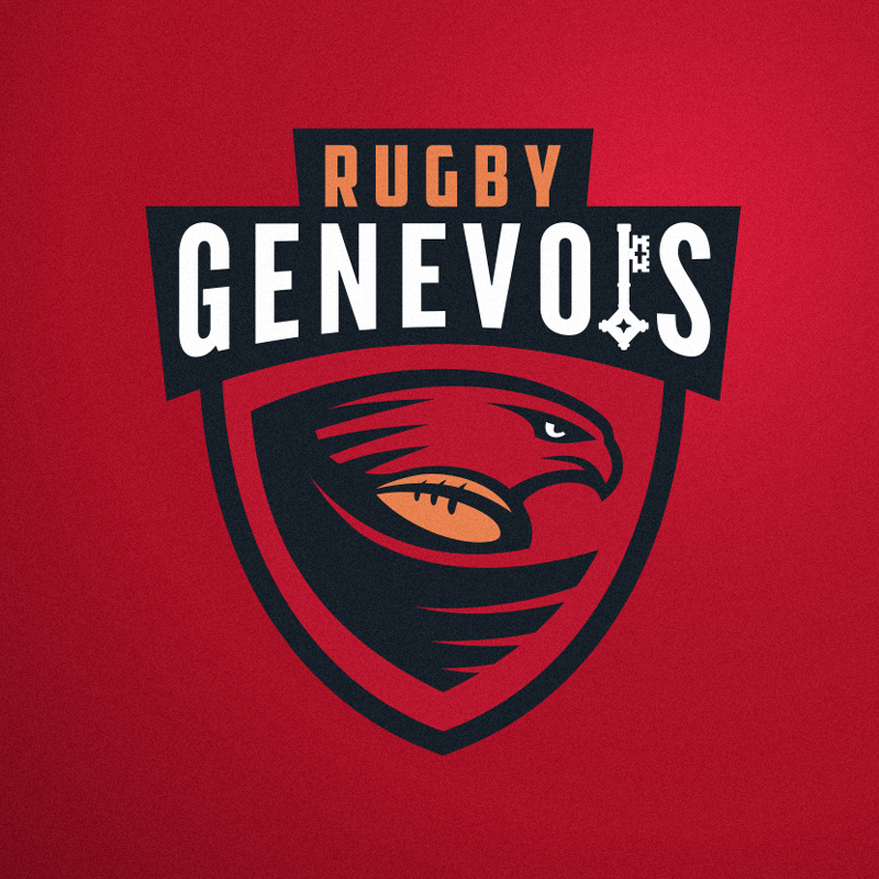 shield-shaped logo showing a falcon with a rugby ball in its wing