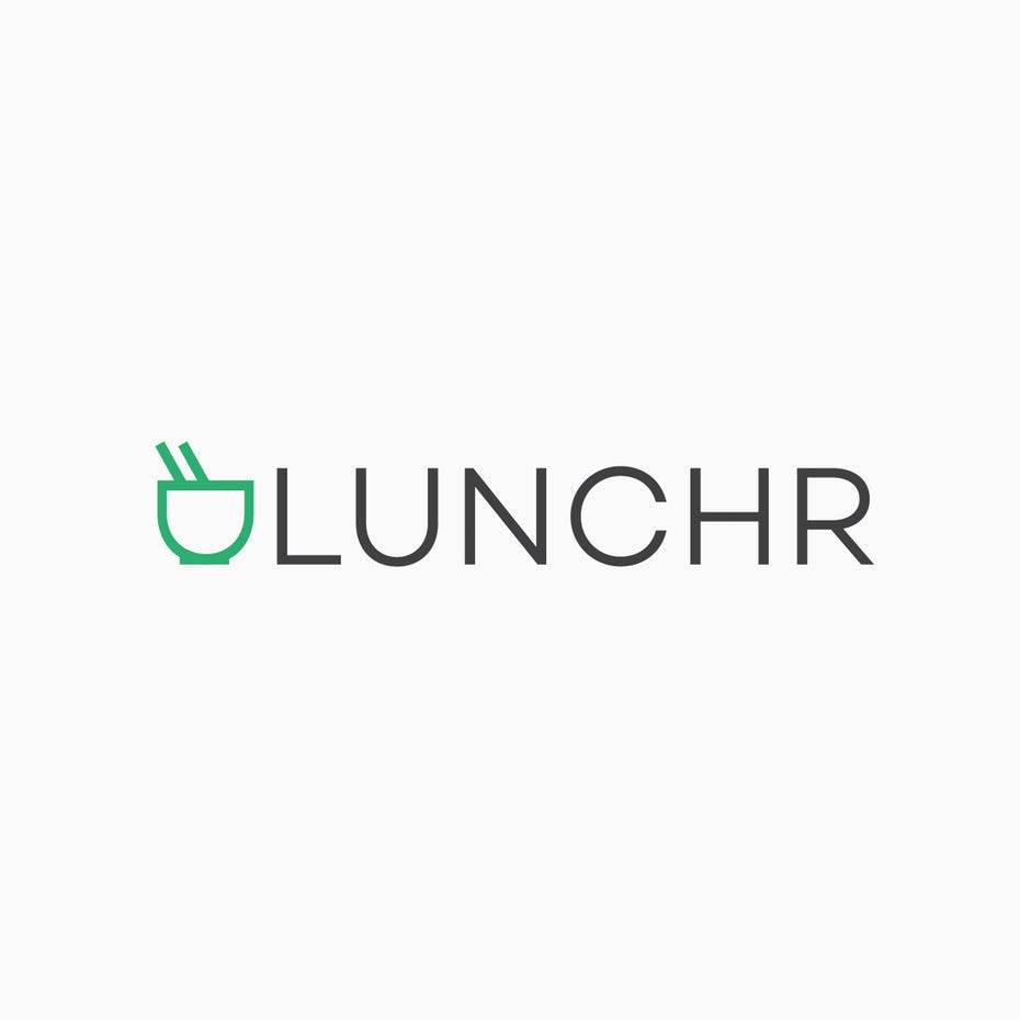 minimalist logo with line art design of bowl and chopsticks