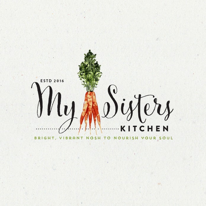 handlettered food logo with illustration of carrots