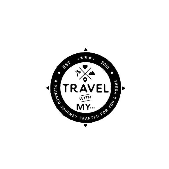 round  logo  with the text “travel with my…”