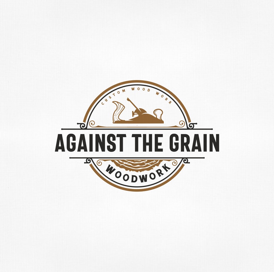 round logo with an image of a cut log