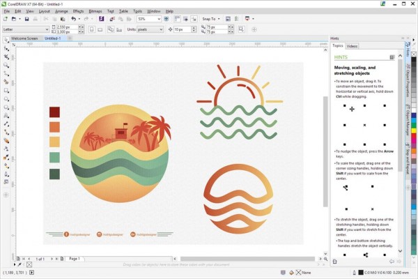 logo design inside of CorelDRAW's interface