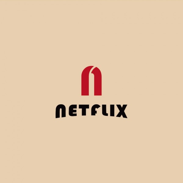 Netflix logo in Bauhaus design style