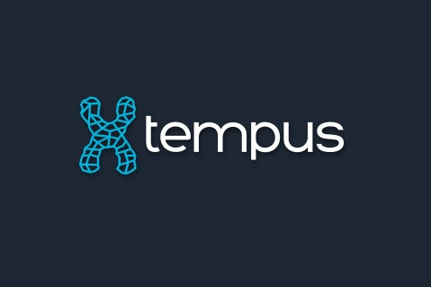 A futuristic logo using scientific imagery