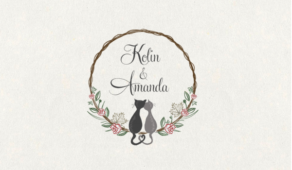 illustrated cat wedding logo
