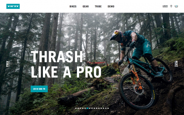 Yeti Cycles website screenshot