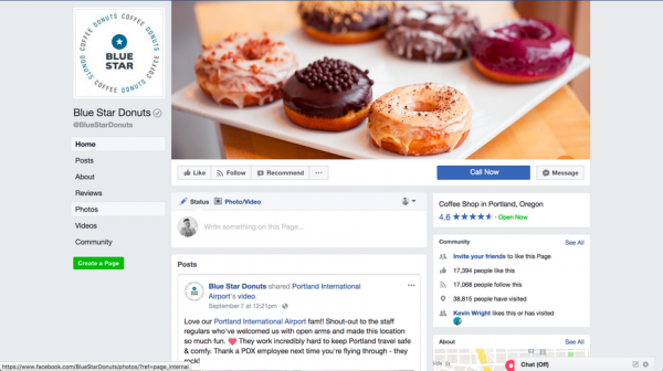 Blue Star Donuts Facebook page