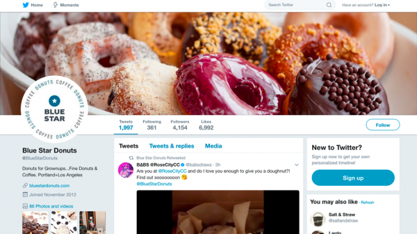 Blue Star Donuts Twitter profile