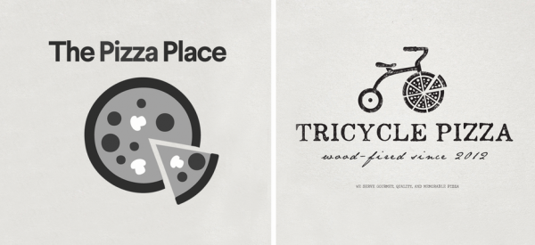 generic pizza logo vs unique pizza logo