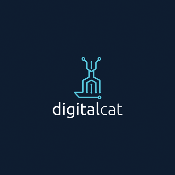 digital technology cat  logo 