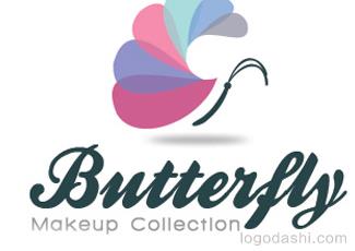 蝴蝶彩妆品牌logo标志logo设计，品牌vi设计