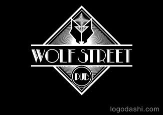 狼街酒吧logo标志logo设计，品牌vi设计