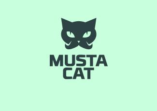 MustaCat标志logo设计，品牌vi设计
