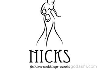 Nicks时尚婚纱店标志logo设计，品牌vi设计