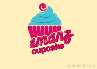 Emanz蛋糕店标志logo设计，品牌vi设计