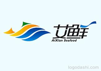 艾鲜海产标志logo设计，品牌vi设计