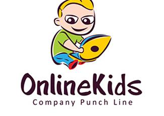 上网的小孩标志标志logo设计，品牌vi设计
