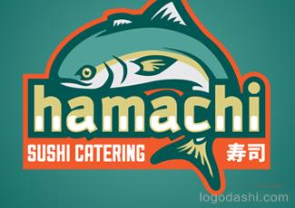 Hamachi寿司店商标标志logo设计，品牌vi设计