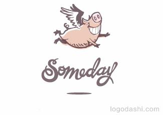 Someday飞天猪标志标志logo设计，品牌vi设计