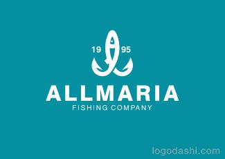 ALLMARIA渔业标志logo设计，品牌vi设计