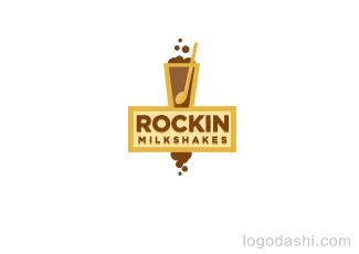 logo收藏家rockin摇滚奶昔logo标志logo设计，品牌vi设计