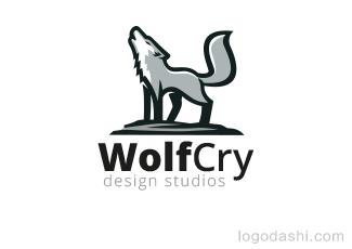 WolfCry标志标志logo设计，品牌vi设计
