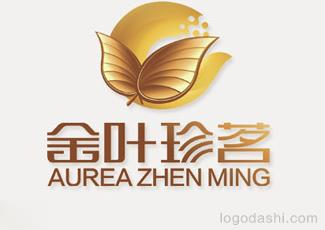 金叶珍茗茶叶标志含义标志logo设计，品牌vi设计