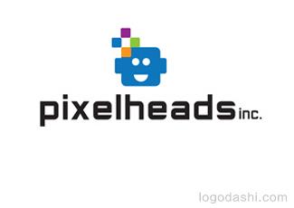 Pixelheads软件开发标志logo设计，品牌vi设计