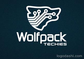 狼群技术高手标志logo设计，品牌vi设计