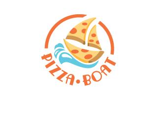 披萨船图标标志logo设计，品牌vi设计