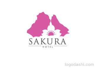 樱花酒店标志logo设计，品牌vi设计