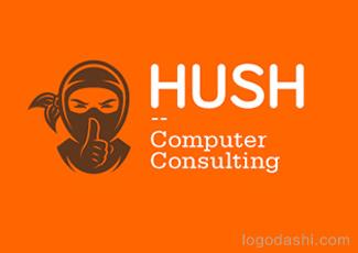 HUSH电脑咨询标志logo设计，品牌vi设计