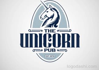 独角兽酒吧标志logo设计，品牌vi设计