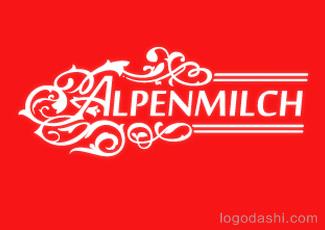 Alpenmilch艺术字标志logo设计，品牌vi设计