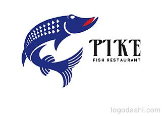 PIKE鱼类餐厅标志logo设计，品牌vi设计